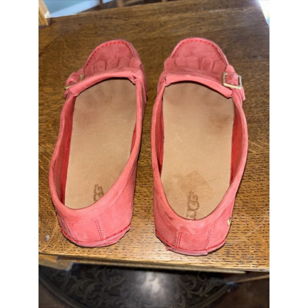 UGG Dempsey Driving Shoes Leather Loafers Red Women Size 8 Slippers Sandals - Picture 6 of 8